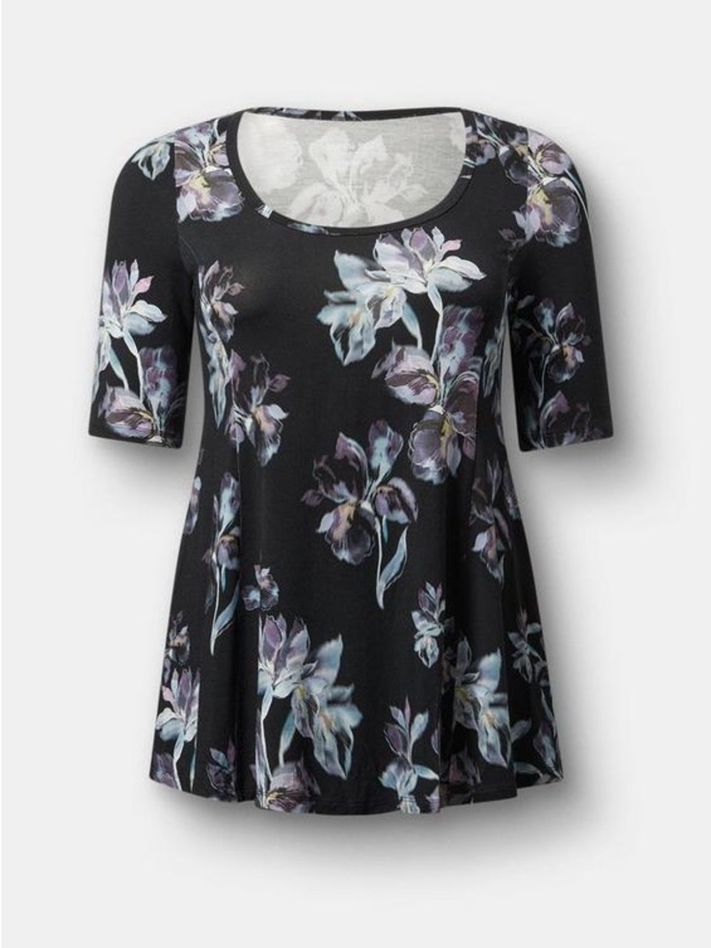 Torrid 4X Super Soft Long Sleeve Tunic Purple Floral Fit Flare Top